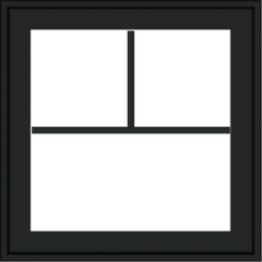 WDMA 24x24 (23.5 x 23.5 inch) black uPVC/Vinyl Crank out Awning Window with Fractional Grilles Exterior