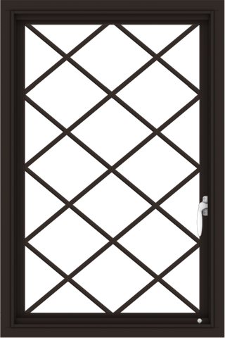WDMA 24x36 (23.5 x 35.5 inch) Dark Bronze aluminum Push out Casement Window with Diamond Grids