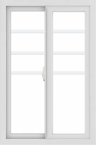 WDMA 24x36 (24.5 x 36.5 inch) White uPVC/Vinyl Slide Window with Top Colonial Grids