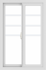 WDMA 24x36 (24.5 x 36.5 inch) White uPVC/Vinyl Slide Window with Top Colonial Grids