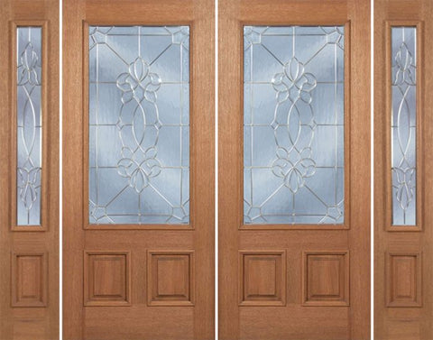 WDMA 100x80 Door (8ft4in by 6ft8in) Exterior Mahogany Celtic Cross Double Door/2side w/ CO Glass 1
