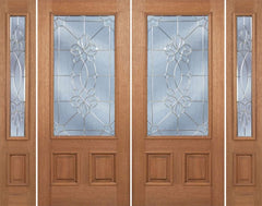 WDMA 100x80 Door (8ft4in by 6ft8in) Exterior Mahogany Celtic Cross Double Door/2side w/ CO Glass 1