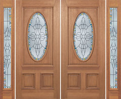 WDMA 100x80 Door (8ft4in by 6ft8in) Exterior Mahogany Maryvale Double Door/2side w/ Tiffany Glass 1