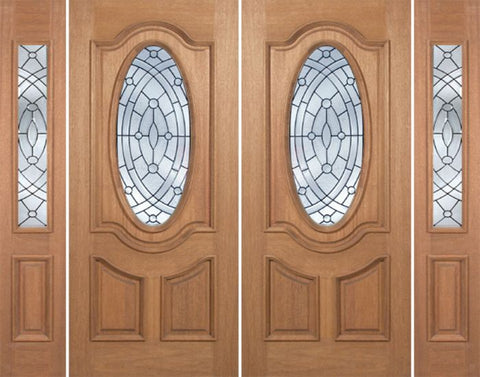 WDMA 100x80 Door (8ft4in by 6ft8in) Exterior Mahogany Carmel Double Door/2side w/ EE Glass 1