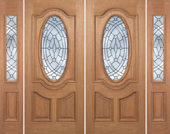 WDMA 100x80 Door (8ft4in by 6ft8in) Exterior Mahogany Carmel Double Door/2side w/ EE Glass 1