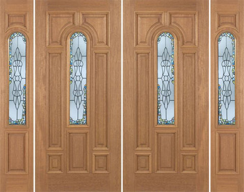 WDMA 100x80 Door (8ft4in by 6ft8in) Exterior Mahogany Revis Double Door/2side w/ Tiffany Glass - 6ft8in Tall 1