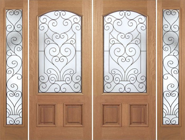 WDMA 100x80 Door (8ft4in by 6ft8in) Exterior Mahogany Naples Double Door/2side w/ SM Glass 1