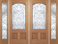 WDMA 100x80 Door (8ft4in by 6ft8in) Exterior Mahogany Naples Double Door/2side w/ SM Glass 1