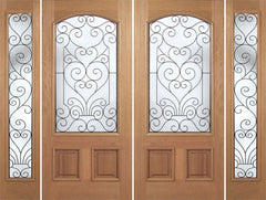 WDMA 100x80 Door (8ft4in by 6ft8in) Exterior Mahogany Naples Double Door/2side w/ SM Glass 1
