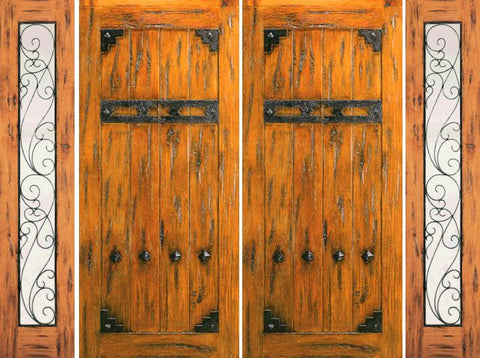 WDMA 100x80 Door (8ft4in by 6ft8in) Exterior Knotty Alder Double Door with Two Sidelights Prehung  1
