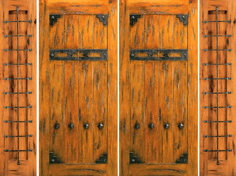 WDMA 100x80 Door (8ft4in by 6ft8in) Exterior Knotty Alder Prehung Double Door with Two Sidelights 1