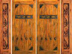 WDMA 100x80 Door (8ft4in by 6ft8in) Exterior Knotty Alder Prehung Double Door with Two Sidelights  1