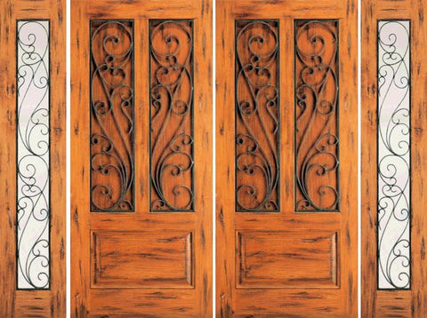 WDMA 100x80 Door (8ft4in by 6ft8in) Exterior Knotty Alder Double Door with Two Sidelights Front 3-Panel 1