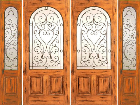 WDMA 100x80 Door (8ft4in by 6ft8in) Exterior Knotty Alder Entry Double Door with Two Sidelights Alder Radius Lite 1