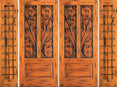 WDMA 100x80 Door (8ft4in by 6ft8in) Exterior Knotty Alder Front Double Door with Two Sidelights 3-Panel 1