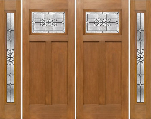 WDMA 100x80 Door (8ft4in by 6ft8in) Exterior Fir Craftsman Top Lite Double Entry Door Sidelights CD Glass 1