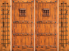 WDMA 100x80 Door (8ft4in by 6ft8in) Exterior Knotty Alder Entry Double Door with Two Sidelights 3-Panel Speakeasy 1