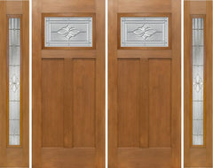WDMA 100x80 Door (8ft4in by 6ft8in) Exterior Fir Craftsman Top Lite Double Entry Door Sidelights HM Glass 1