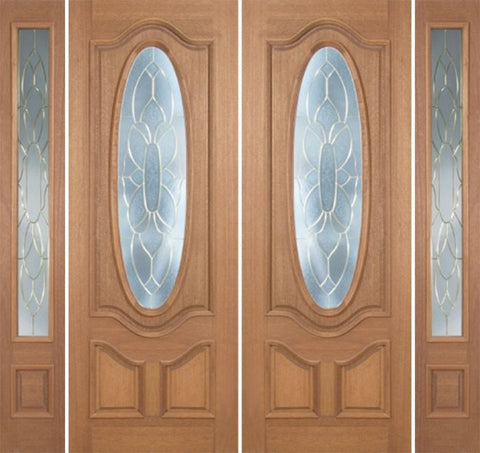 WDMA 100x96 Door (8ft4in by 8ft) Exterior Mahogany Carmel Double Door/2side w/ BO Glass - 8ft Tall 1