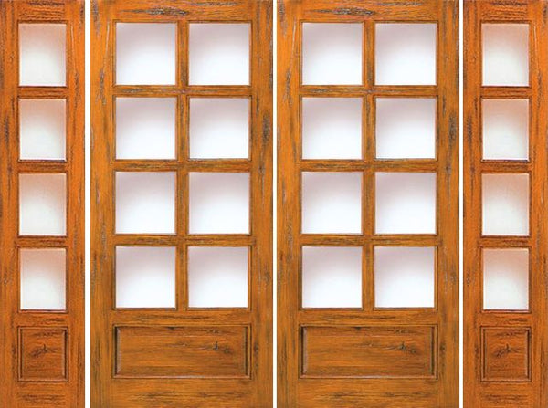 WDMA 100x96 Door (8ft4in by 8ft) Exterior Knotty Alder Double Door with Two Sidelights Entry 8 Lite 1