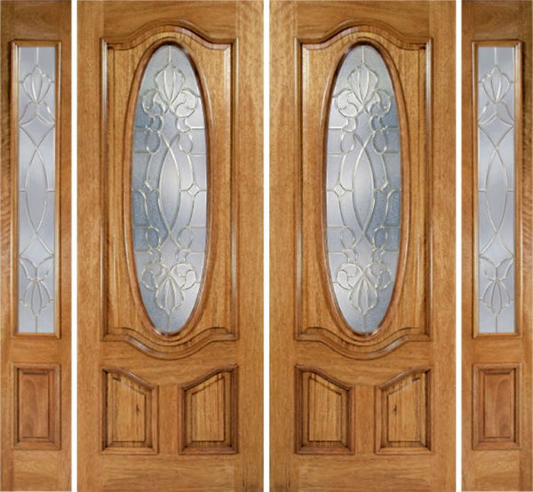 WDMA 100x96 Door (8ft4in by 8ft) Exterior Mahogany La Jolla Double Door/2side w/ CO Glass - 8ft Tall 1