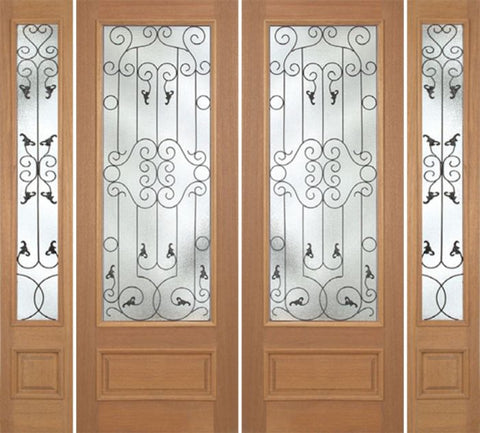 WDMA 100x96 Door (8ft4in by 8ft) Exterior Mahogany Roma Double Door/2side w/ WM Glass - 8ft Tall 1