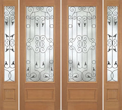 WDMA 100x96 Door (8ft4in by 8ft) Exterior Mahogany Roma Double Door/2side w/ WM Glass - 8ft Tall 1