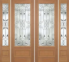 WDMA 100x96 Door (8ft4in by 8ft) Exterior Mahogany Roma Double Door/2side w/ WM Glass - 8ft Tall 1