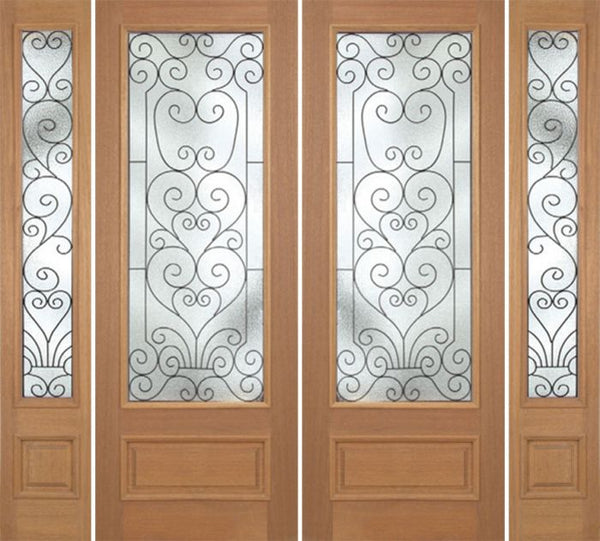WDMA 100x96 Door (8ft4in by 8ft) Exterior Mahogany Roma Double Door/2side w/ SM Glass - 8ft Tall 1
