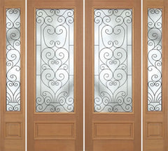 WDMA 100x96 Door (8ft4in by 8ft) Exterior Mahogany Roma Double Door/2side w/ SM Glass - 8ft Tall 1