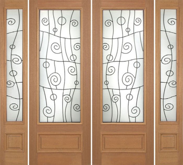 WDMA 100x96 Door (8ft4in by 8ft) Exterior Mahogany Roma Double Door/2side w/ RM Glass - 8ft Tall 1