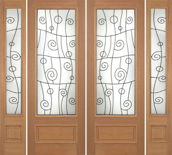 WDMA 100x96 Door (8ft4in by 8ft) Exterior Mahogany Roma Double Door/2side w/ RM Glass - 8ft Tall 1