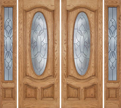 WDMA 100x96 Door (8ft4in by 8ft) Exterior Oak Dally Double Door/2side w/ BO Glass - 8ft Tall 1