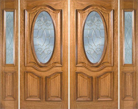WDMA 108x80 Door (9ft by 6ft8in) Exterior Mahogany La Jolla Double Door/2side w/ OC Glass 1