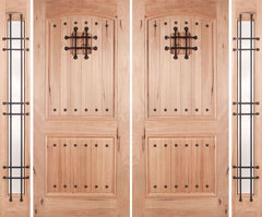WDMA 108x80 Door (9ft by 6ft8in) Exterior Walnut Rustica Double Door/2side Clear Glass and Cage with Speakeasy 1