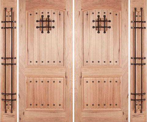 WDMA 108x80 Door (9ft by 6ft8in) Exterior Walnut Rustica Double Door/2side with Speakeasy 1
