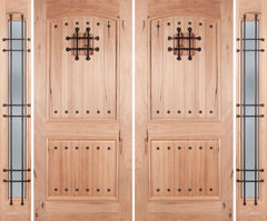 WDMA 108x80 Door (9ft by 6ft8in) Exterior Walnut Rustica Double Door/2side Reed Glass and Cage with Speakeasy 1