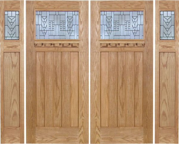 WDMA 108x80 Door (9ft by 6ft8in) Exterior Oak Biltmore Double Door/2side w/ A Glass 1