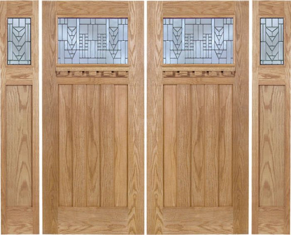 WDMA 108x80 Door (9ft by 6ft8in) Exterior Oak Biltmore Double Door/2side w/ A Glass 1