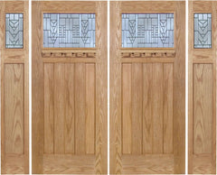 WDMA 108x80 Door (9ft by 6ft8in) Exterior Oak Biltmore Double Door/2side w/ A Glass 1