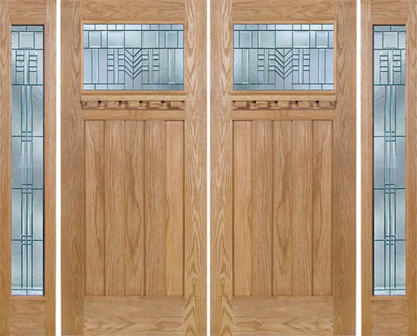 WDMA 108x80 Door (9ft by 6ft8in) Exterior Oak Biltmore Double Door/2 Full-lite side w/ C Glass 1