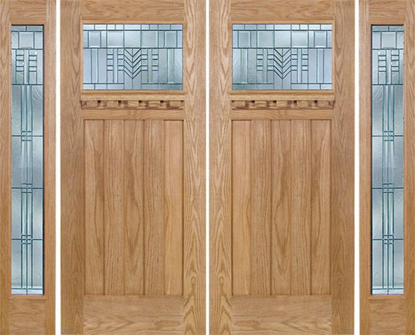 WDMA 108x80 Door (9ft by 6ft8in) Exterior Oak Biltmore Double Door/2 Full-lite side w/ C Glass 1