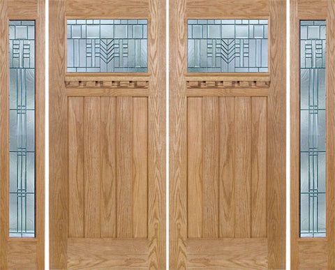 WDMA 108x80 Door (9ft by 6ft8in) Exterior Oak Biltmore Double Door/2 Full-lite side w/ C Glass 1
