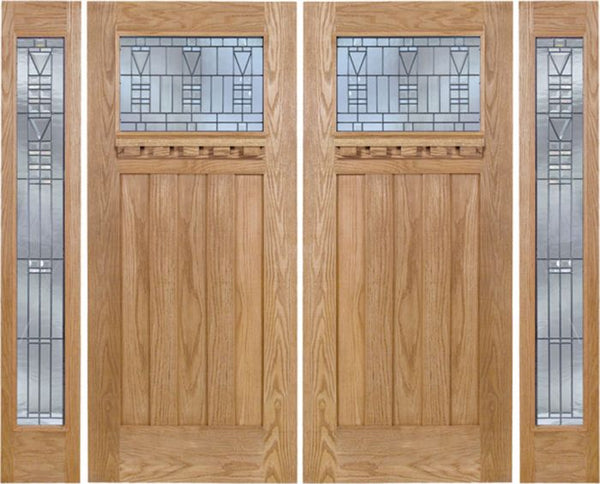 WDMA 108x80 Door (9ft by 6ft8in) Exterior Oak Biltmore Double Door/2 Full-lite side w/ B Glass 1