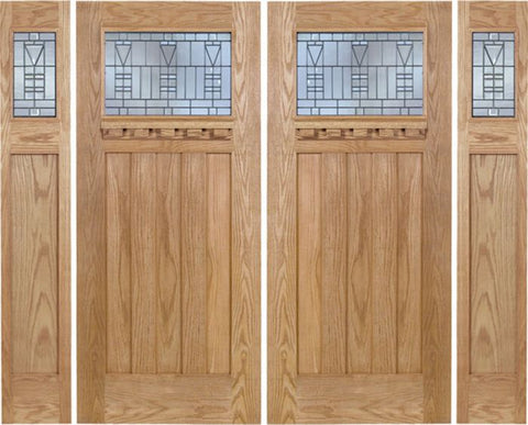 WDMA 108x80 Door (9ft by 6ft8in) Exterior Oak Biltmore Double Door/2side w/ B Glass 1