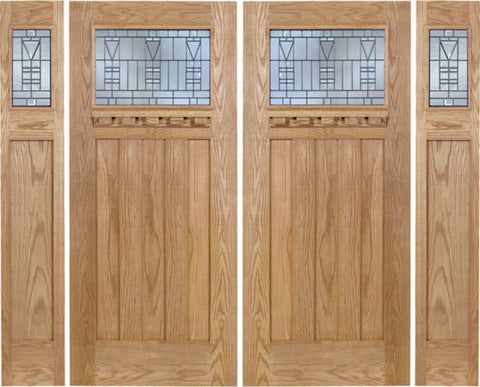WDMA 108x80 Door (9ft by 6ft8in) Exterior Oak Biltmore Double Door/2side w/ B Glass 1