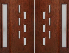 WDMA 108x80 Door (9ft by 6ft8in) Exterior Cherry Contemporary Modern 6 Lite Double Entry Door Sidelights FC596 1