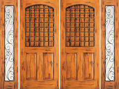 WDMA 108x80 Door (9ft by 6ft8in) Exterior Knotty Alder Double Door with Two Sidelights Entry 3-Panel 1