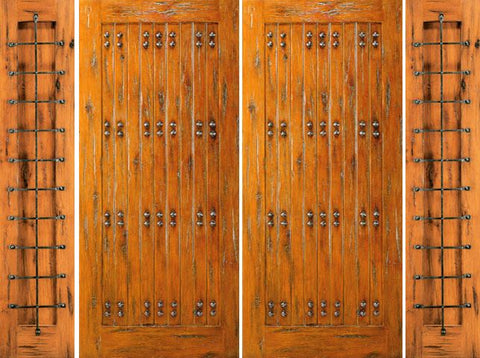 WDMA 108x80 Door (9ft by 6ft8in) Exterior Knotty Alder Alder Entry Prehung Double Door with Two Sidelights 1