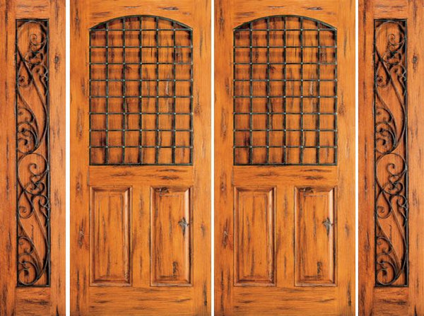 WDMA 108x80 Door (9ft by 6ft8in) Exterior Knotty Alder Entry Double Door with Two Sidelights 3-Panel 1